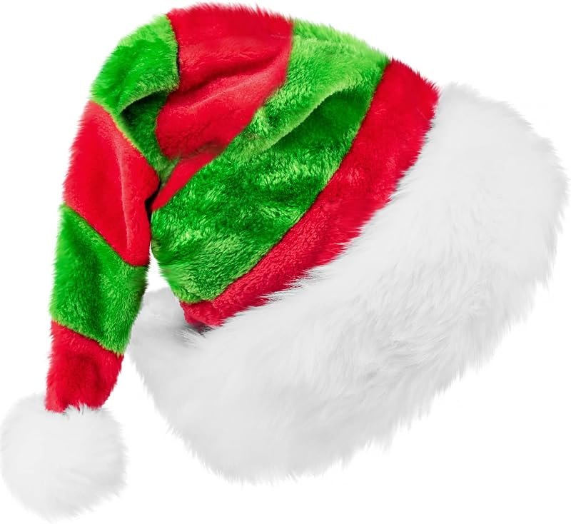 Beinline Santa Hat, Large Christmas Claus Hat for Unisex Adults, Thicken Velvet Comfort Classic Gift for Women, Men