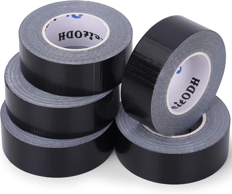Oleitodh 5 Pack Mini Black Duct Tape, 1" x 75 Yards Pocket Travel Size — duct sealing kit for duct sealing kit