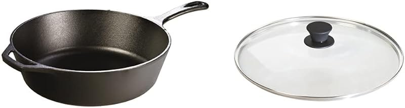 Cast Iron Deep Skillet, 12 inch & Tempered Glass Lid (12 Inch) — Lodge 12 for cast iron skillet