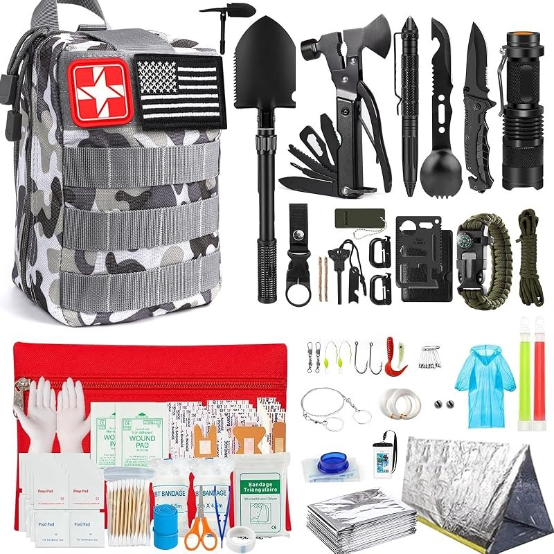 Survival Kit, 251 Pcs Survival Gear Emergency Supplies First Aid Kit — emergency go bag for emergency bag
