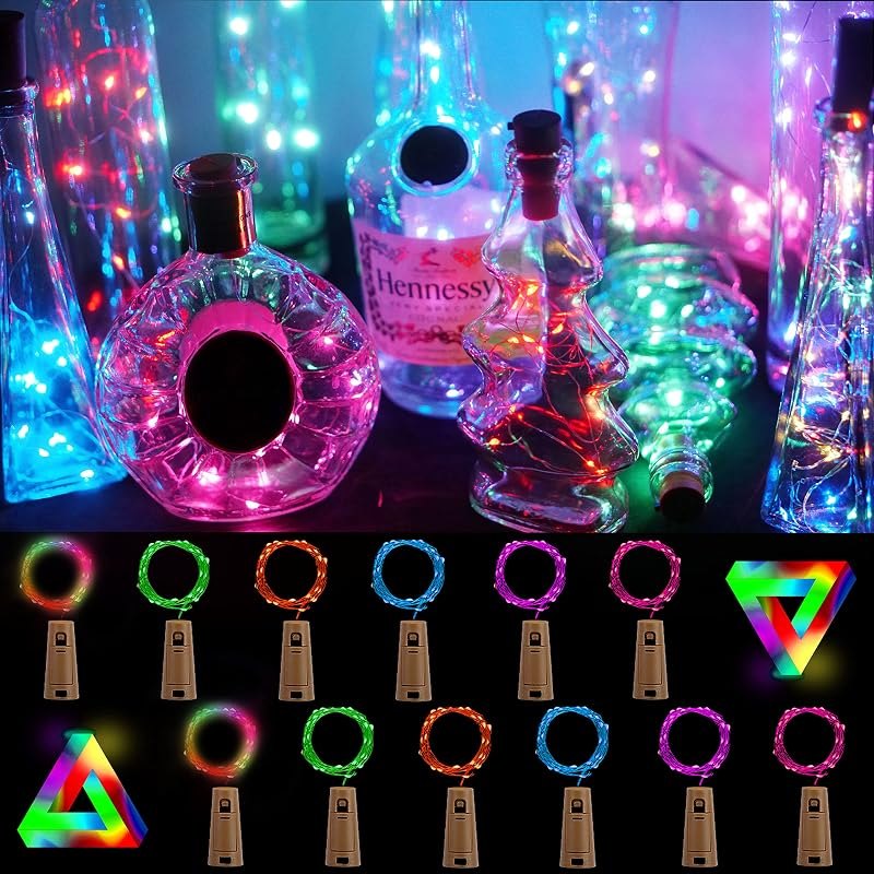 Bottle Lights 12 Pack 20 LEDs with Cork for Wine Bottles Battery Powered Fairy Mini String Lights for DIY Jar Lighting