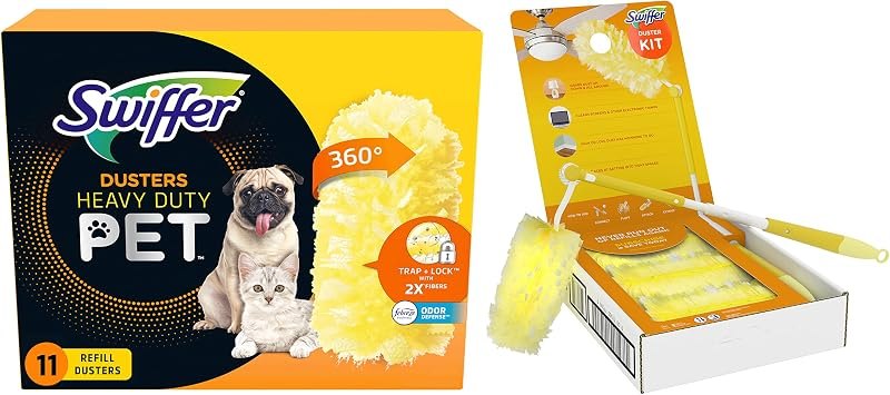 Swiffer Duster Extended Handle Starter Kit and Heavy Duty Refill Cleaning Bundle — cleaning duster refill for cleaning