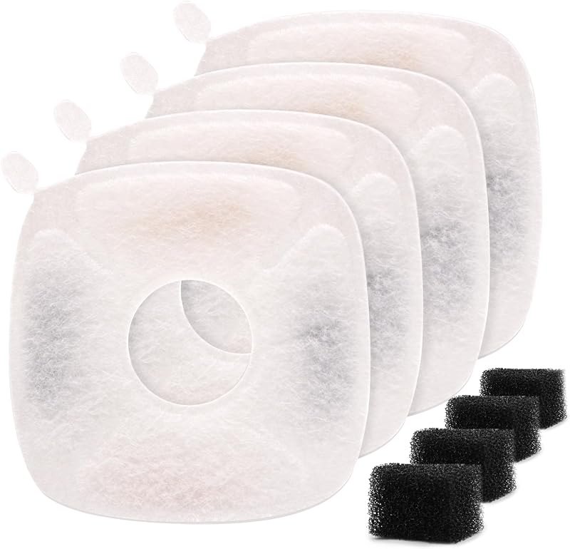 Pet Fountain Filters Compatible with 95Oz/2.8L Dog Water Fountain (4 Filters&4 Sponges) — pet cat water fountain for