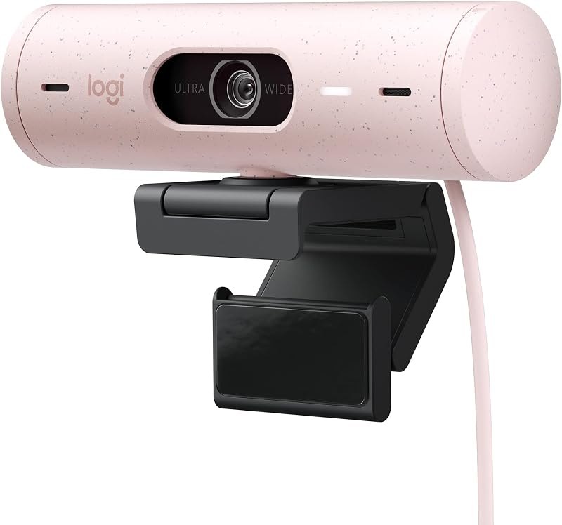 Logitech Brio 500 Full HD Webcam: Auto Light Correction, Auto-Framing, Viewing, Noise Reduction Mics, Privacy Webcam