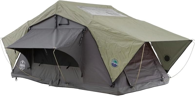 Overland Vehicle Systems Soft Shell Rooftop Tent, 3-Person HD Nomadic 3 - Grey Body & Green Rainfly — overlanding roof