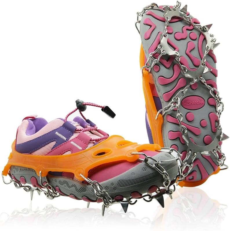 Ice Cleats for Kids, Kids Crampons for Hiking Boots & Shoes, Stainless Steel Anti-Slip Kids Snow Cleats, Ice Snow