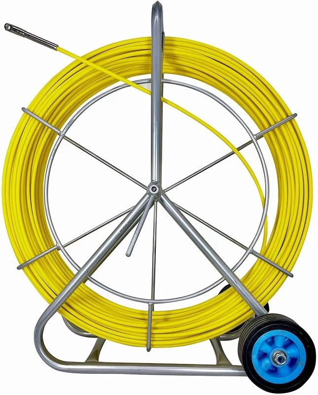 8MM 150M Fiberglass Duct Rodder Conduit Fish Tape Cable Puller Electrical Wire Puller Fiberglass Running Rod Wheel