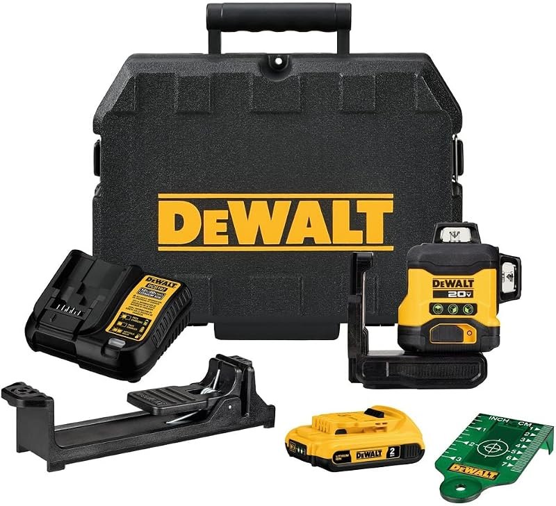 DEWALT 20V MAX Laser Level Kit, Cross Line Laser, 3x360, Green (DCLE34031D1) — best real laser level for real laser