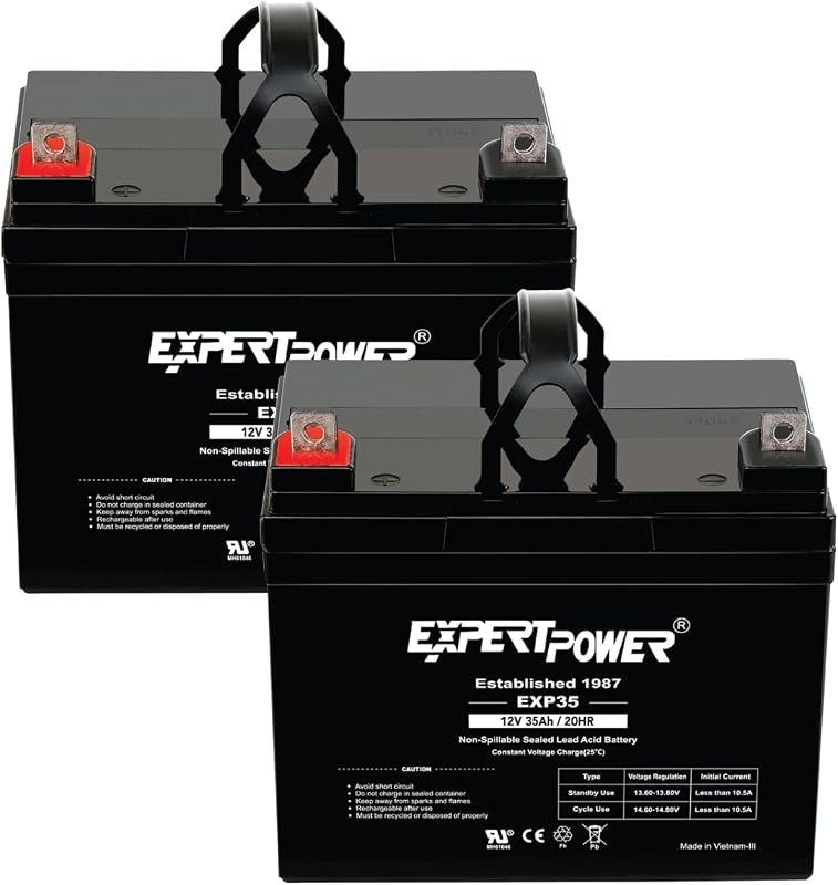 ExpertPower 2 Pack EXP35 Marine House Battery 12V 35Ah - Sealed Lead Acid AGM 12 Volt Battery, Alarm System, Solar