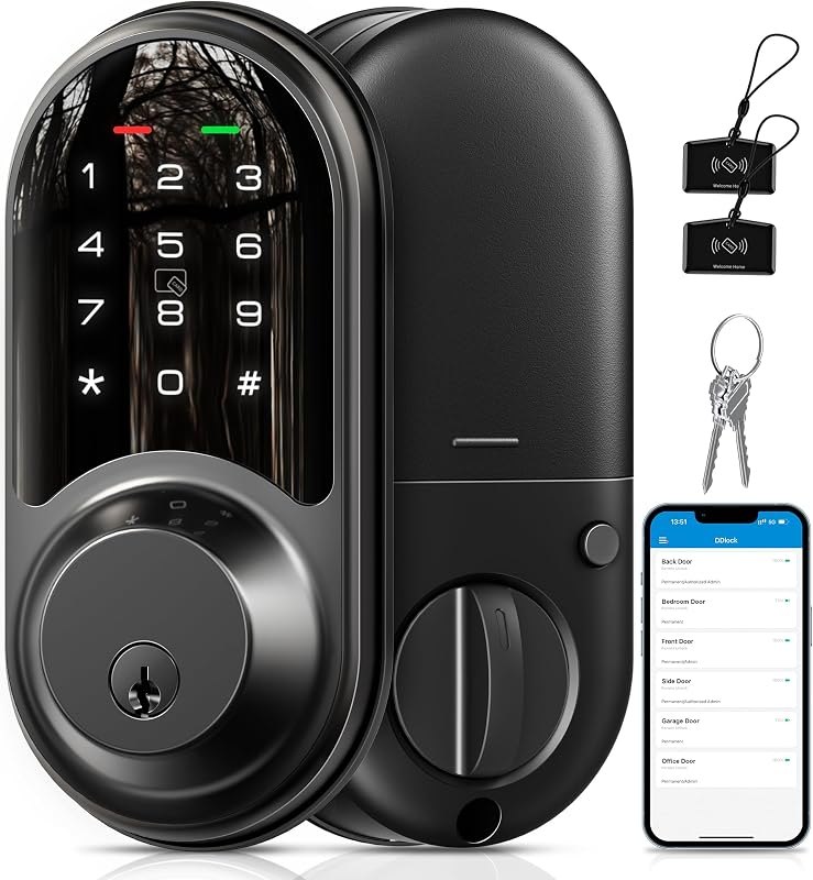 RZ06 Smart Lock for Front Door with App Control, Matte Black — august compatible lock for august compatible lock