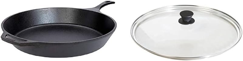Lodge 15 Inch Cast Iron Pre-Seasoned Skillet with Tempered Glass Lid — cast iron skillet for cast iron skillet