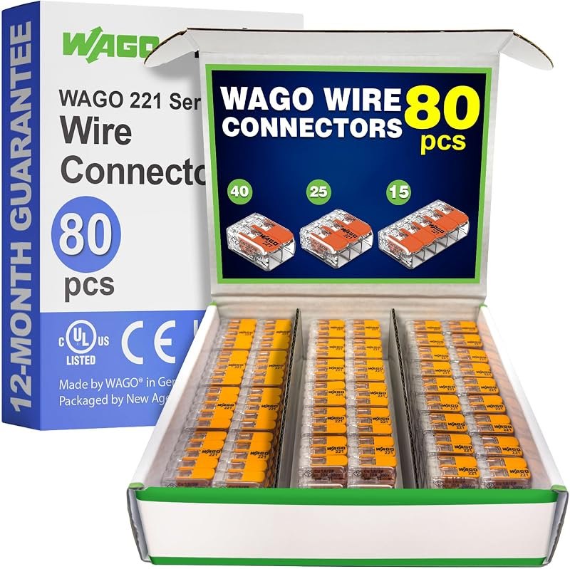 WAGO 221 Series 80pc Compact Splicing Wire Connectors — electrical wire nuts for electrical wire nuts