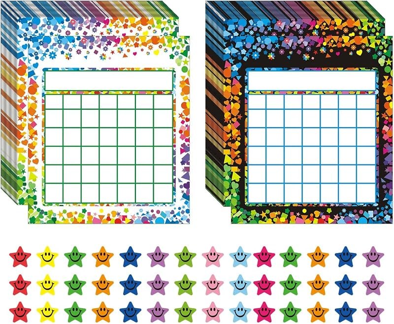 80 Pack Incentive Reward Chart for Classroom Home Behavior for Students with 2400 Pieces Star Stickers — Portable Star