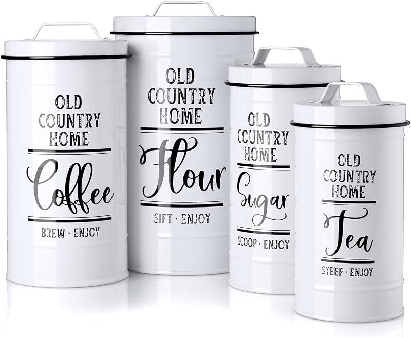 DAYYET Canisters Sets for the Kitchen, Airtight Kitchen Canisters for Countertop, Flour and Sugar Containers, Tea