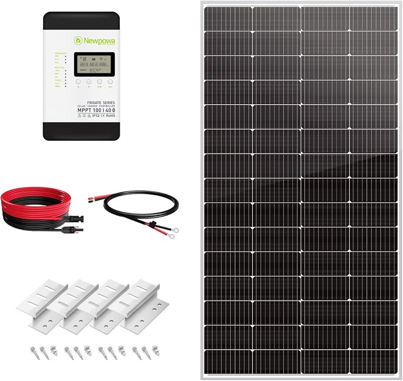 220 Watt 12 Volt Solar Panel Kit, 220W 12V Solar Charge Starter Kit +40A MPPT Charge Controller+Mounting Z