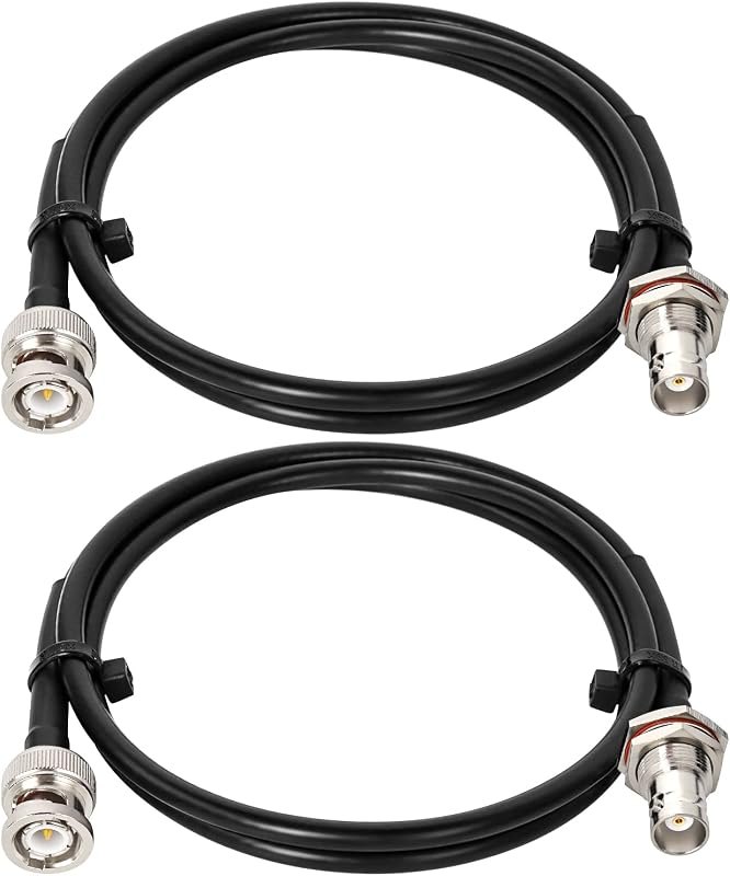 MOOKEERF 2PCS 50 ohm RG58 BNC Male to Female Coax Cable - 3FT Low Loss Antenna Extension for CB Radio, VHF Ham Radio