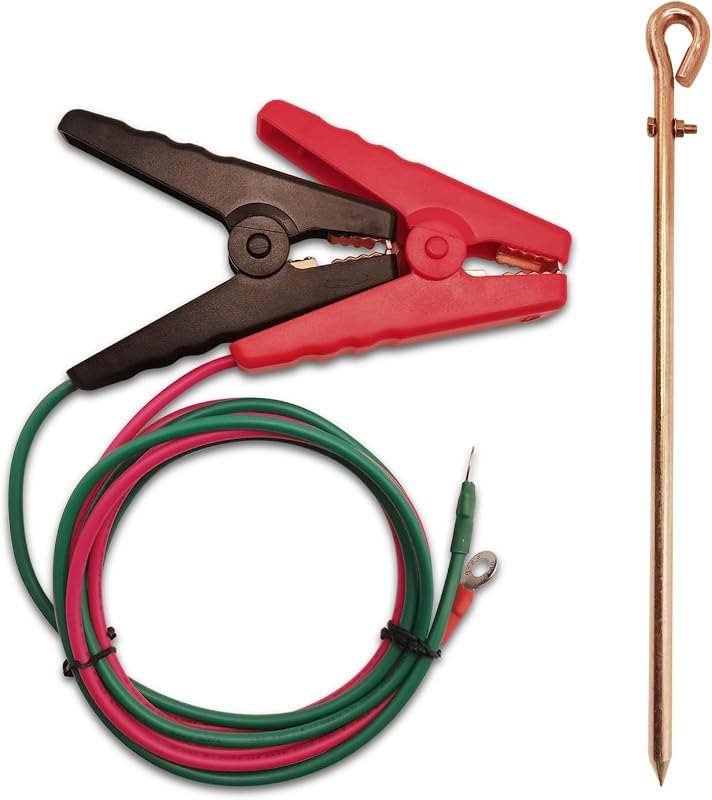 4ft Farm Electric Fence Jump Leads with 1/2 inch Ground Rod- UL Listed Tinned Copper Wire with Crocodile Clip for