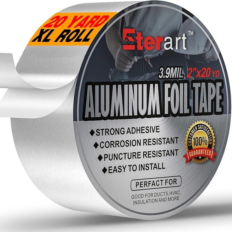 ETERART Aluminum Foil Duct Tape, High-Temp Seal for HVAC,2" x 20Yds — rain roof leak tape for rain roof leak tape