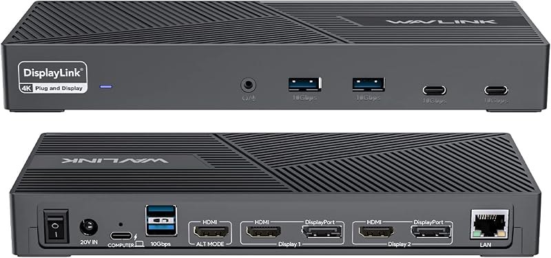 WAVLINK USB C Docking Station 4K@60Hz 3 Monitor for Mac(M1-M5,Neo),Windows — best laptop dock Thunderbolt for laptop