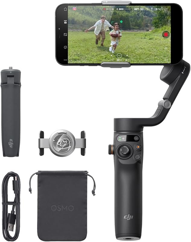DJI Osmo Mobile 6 Smartphone Gimbal Stabilizer, 3-Axis Phone Gimbal, Built-In Extension Rod, Portable and Foldable