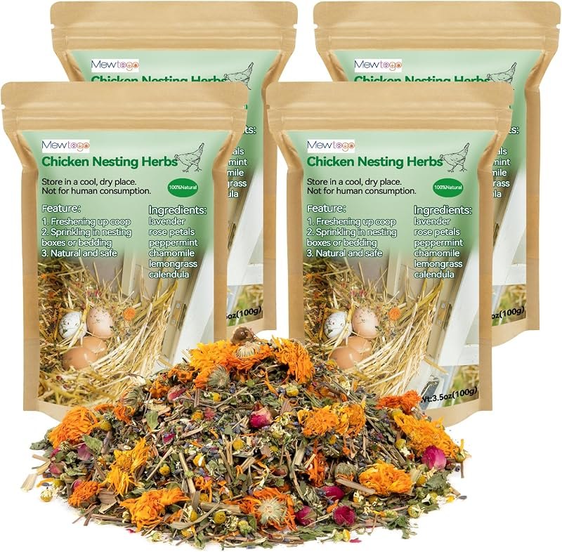 Chicken Nesting Herbs for Outdoor Indoor Chicken Coop - 14 Oz Natural Egg-Laying Box Feed Herbs in Premixed 6 Dried