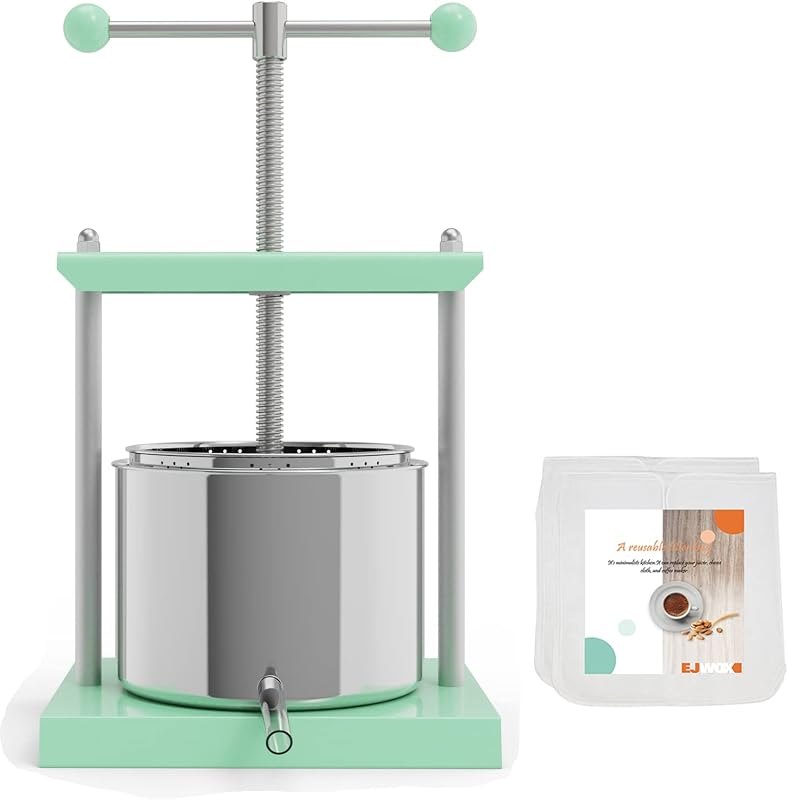 Cheese Tincture Herb Fruit Wine Manual Press with Reusable Filter Bags,Stainless Steel Barrels Press Machine for