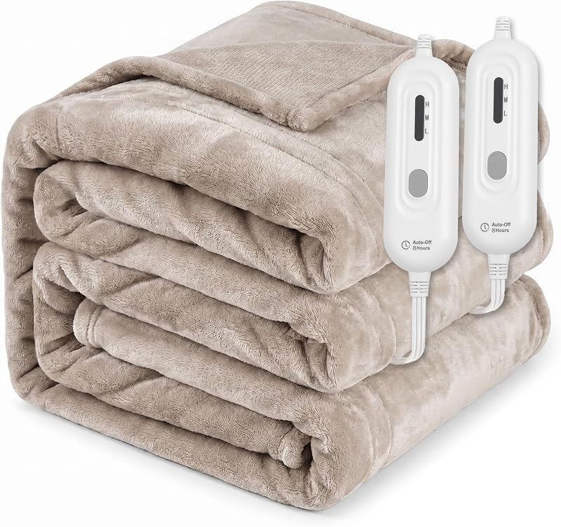 Tefici Heated Blanket Queen Size,Ultra Soft Double Flannel Electric Blanket — double electric blanket for double