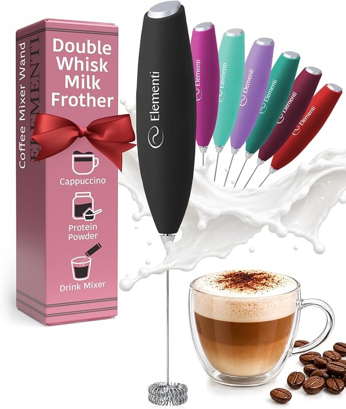 Elementi Milk Frother Wand - Easy to Use Handheld Electric Stirrer for Powder Drinks, Durable & Powerful Coffee Whisk