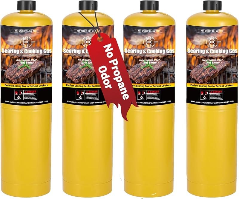 14.1oz MAPP Gas 4 Packs Kit 99.99% High Purity Equal to MAP Gas Hotter than Propane No Odor Cooking Searing Camping