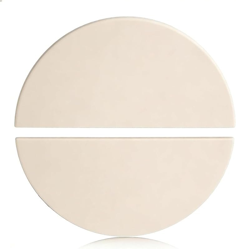 SUONA 15" Half-Moon Heat Deflector Plates for Kamado Joe Classic I, II, III — ceramic pizza stone for ceramic pizza