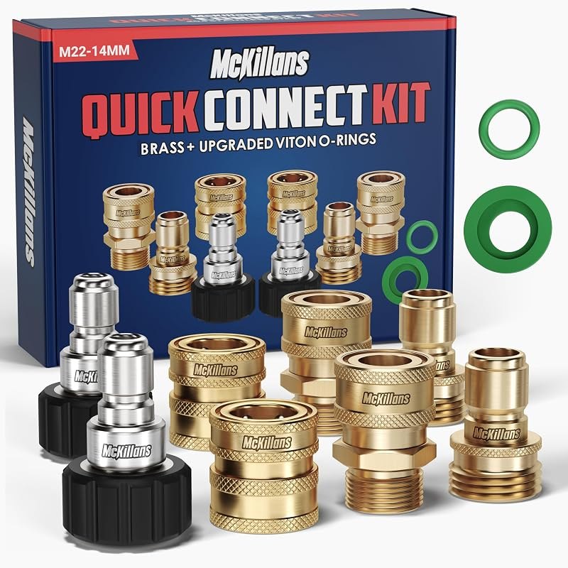 McKillans® Pressure Washer Quick Connect Kit, M22-14mm to 3/8" Male Female Quick Disconnect Kit for Power Washer