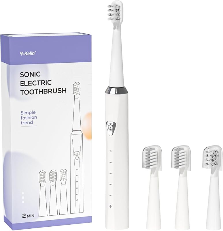 Y-Kelin V-Shaped Orthodontic Electric Toothbrush for Braces, Sonic Toothbrush with 2 Concave Replacement Heads and 2
