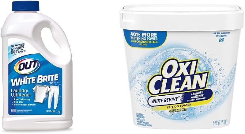 OUT White Brite Laundry Whitener Powder and Stain Remover + OxiClean White Revive Laundry Whitener and Stain Remover