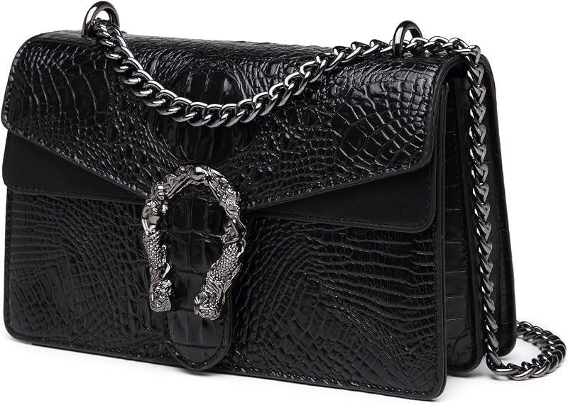 Crossbody Bags for Women - Snake Printed Clutch Purses Leather Chain Shoulder Bags Evening Handbags — leather satchel