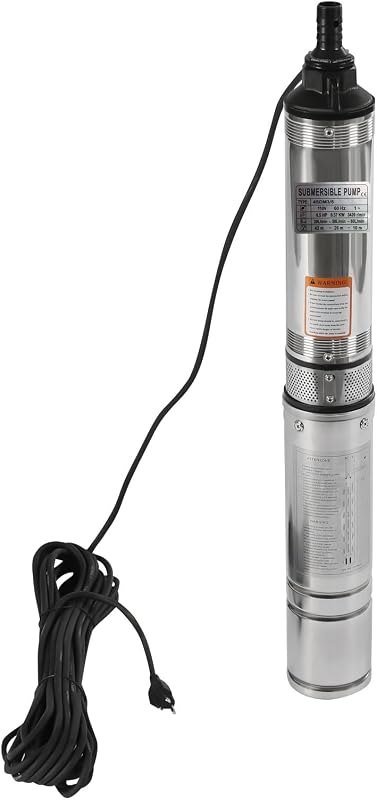 mignonnememe Submersible Deep Well Pump OD Pipe 110V/60HZ 0.37KW 0.5HP Stainless Steel Water Pump 1.25" Outlet