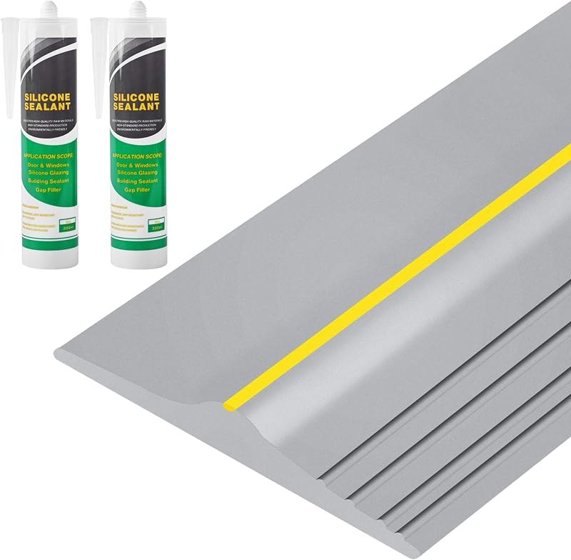 20Ft Universal Garage Door Bottom Threshold Seal Strip with 20oz Glue Gel, Weatherproof Rubber DIY Weather Stripping