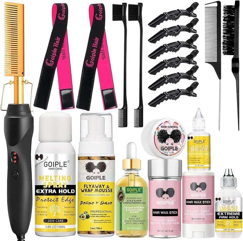 Hot Comb Hair Straightening Brush with Adjustable Settings, Fast Heating for Wigs and Black Hair, Professional
