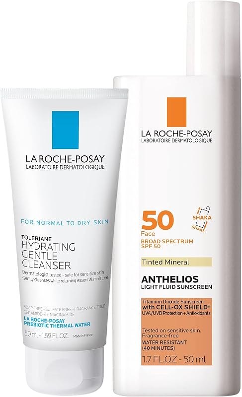 La Roche-Posay Skin Care Set, Tinted Sunscreen SPF 50 & Cleanser — mineral face sunscreen for mineral face sunscreen