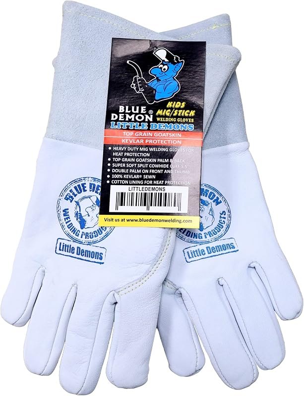 Blue Demon MIG Welding Gloves, Premium Heat Protection for Small Hands, Designed for Kids for MIG/Stick Welding