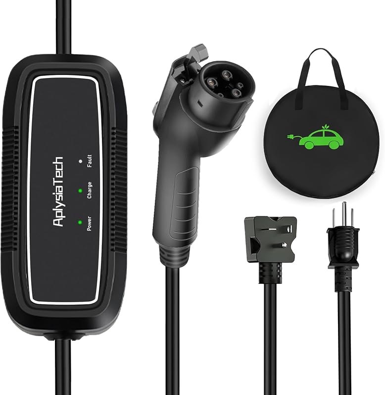 Level 1+2 EV Charger, 16Amp 110-240V, Portable SAE J1772 Electric Car Chargers, Plug-in EV Charging Station for