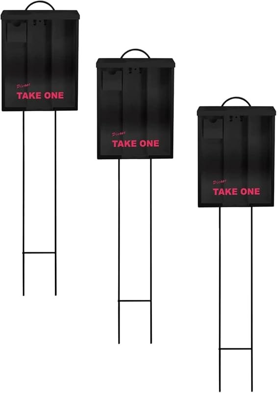 Outdoor Real Estate Brochure Box, Attached Yard Stake, Holds 250 8.5 x 11 Documents and 60 Business Cards, Flyer