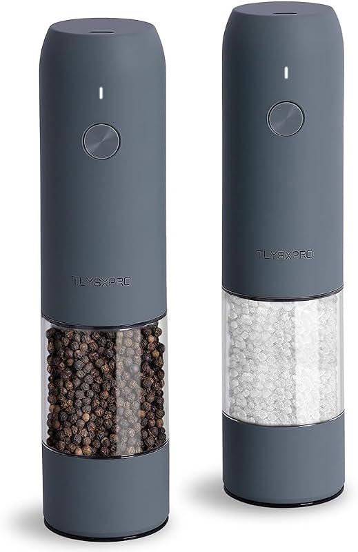 TLYSXPRO Electric Salt and Pepper Grinder Set with USB Rechargeable, Automatic One Hand Operation with Adjustable