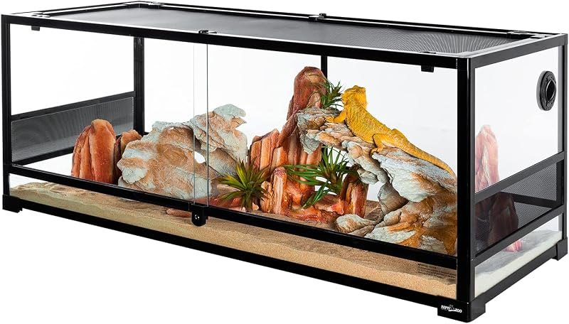 REPTI ZOO Reptile Tempered Glass Extra-Long Terrarium Habitats 48" x 18" x 18" Reptile Amphibians Large Enclosure for
