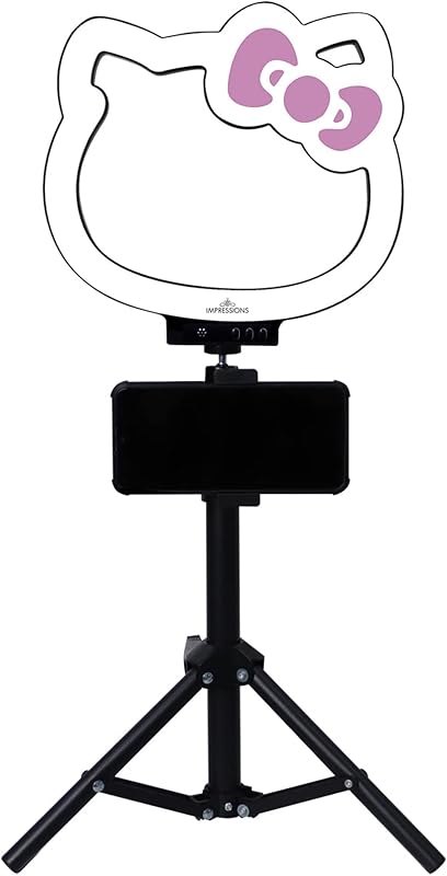 Impressions Vanity Hello Kitty 10 Inch RGB Desk Ring Light with Stand and Phone Holder, LED Selfie Lights with Rainbow