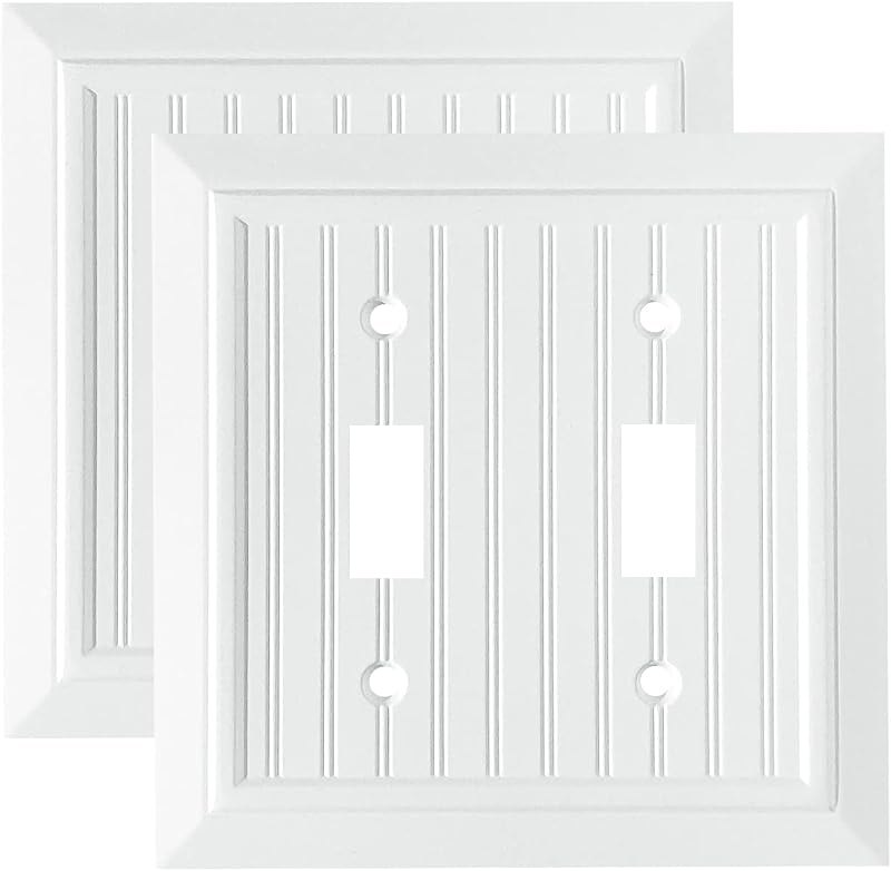 Pure White Classic Beadboard Wall Plates,Light Switch Covers,Electrical Outlet Covers, Switch Plates of Various