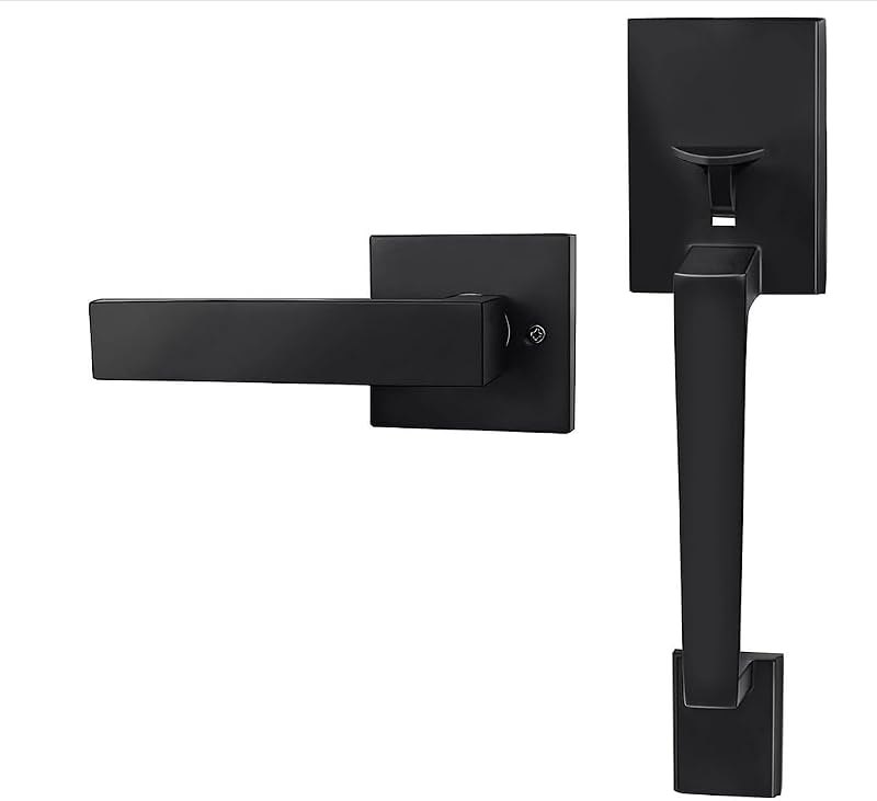 Front Door Handle Lockset with Interior Lever Matte Black — best lever handle smart lock for lever handle smart lock