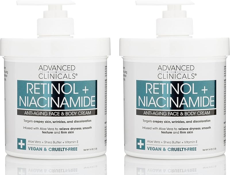 Advanced Clinicals Retinol Body & Face Lotion W/Niacinamide, Dry Skin Face Moisturizer & Crepey Skin Care Treatment
