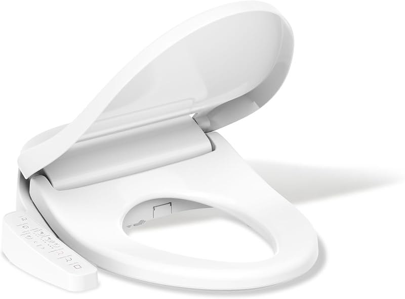 PureWash E580 Round Bidet Toilet Seat, White, Quiet-Close Lid Prevents Slamming, Self-Cleaning Wand, Adjustable Water