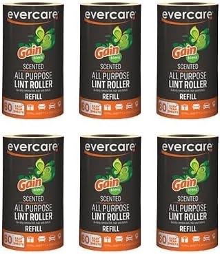 Evercare Pack of 6 Gain Scented All-Purpose Lint Roller Refill Rolls, 60 Sheets Each — cleaning lint roller for