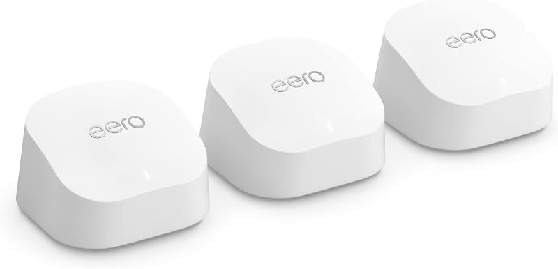 Like-New Amazon eero 6+ mesh wifi system - Supports internet plans up to a Gigabit, Coverage up to 4,500 sq. ft